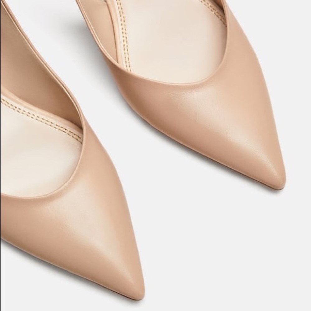 Zara leather mid heel slingback shoes NWT - Picture 4 of 4